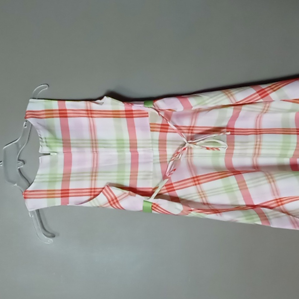 Bonnie Jean Spring Plaid Dress w Front Ribbon Bow Size 16 1/2 Junior - Picture 6 of 7